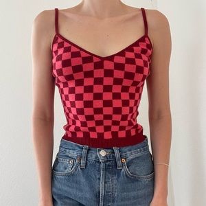 superdown Gwen Checkered Tank in Red